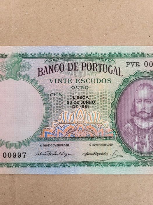 Nota Vinte Escudos - D. Antonio Luiz Menezes - 26/06/1951