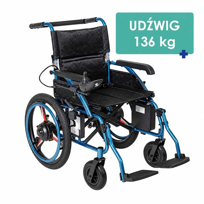Wózek inwalidzki elektryczny NFZ składany lekki tylko 25,5 kg z możliwością napędu ręcznego SMART Go