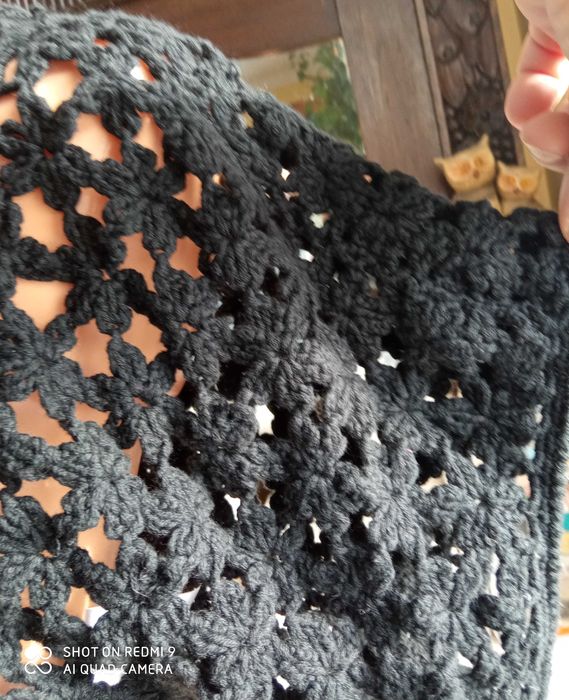 MIXIN ręcznie robione bolerko szydełko M L czarny cotton