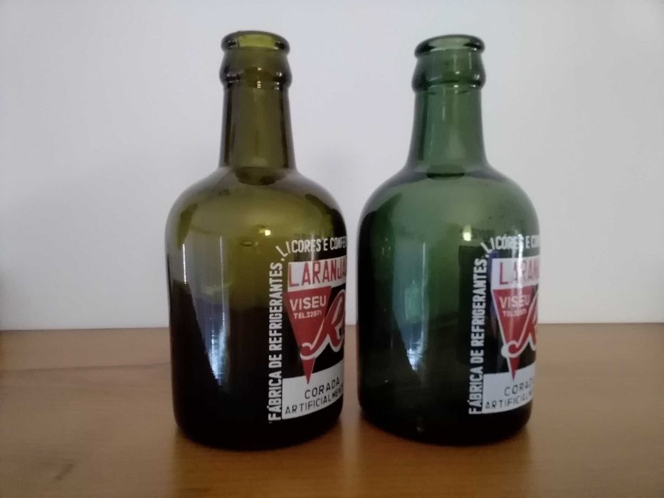 2 Garrafas de Refrigerante, Pirogravadas, Tipo Pote: Laranjada Regina da Provir - Viseu