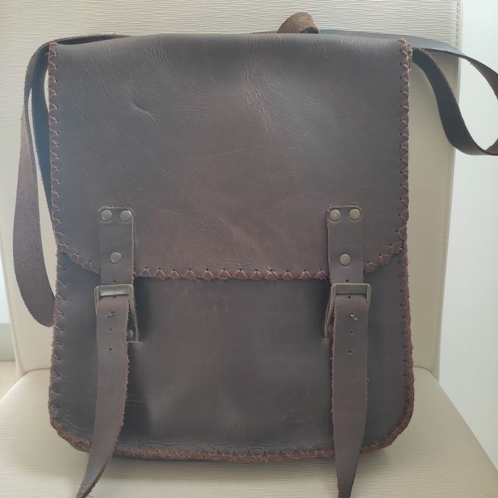 Mala de couro natural vintage unisexo