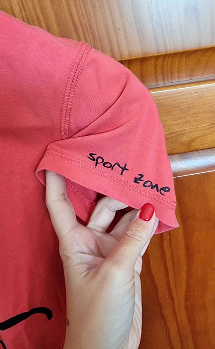 T-shirt rosa "Follow your own spirit" Sport Zone, tamanho M
