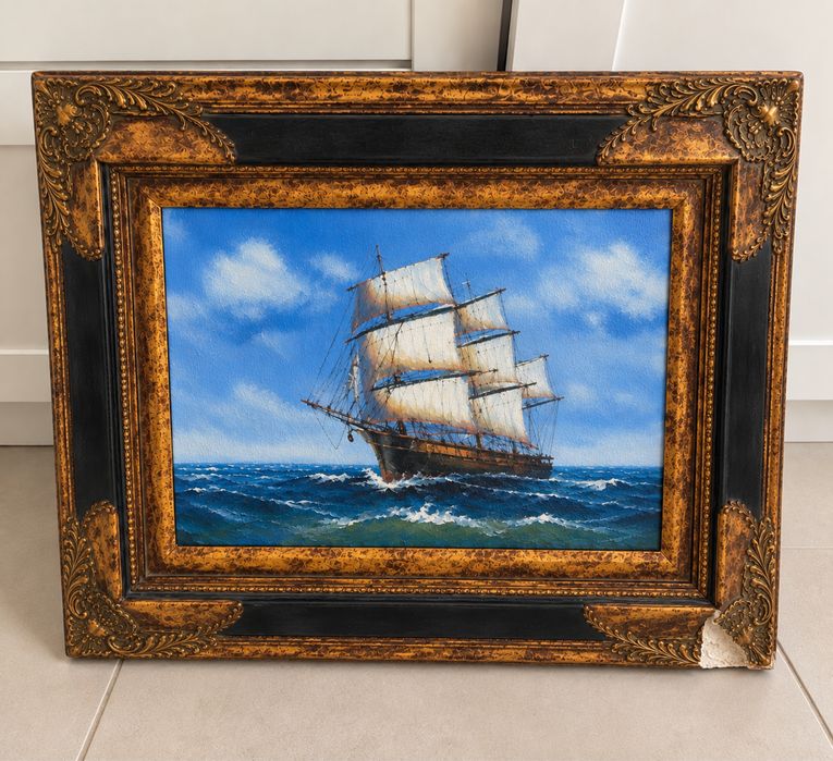 Obraz olejny statek na morzu 50x60cm