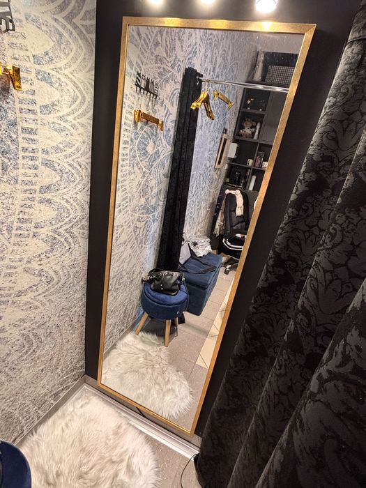 Lustro w zlotej ramie 180x60 nowoczesna wąska rama