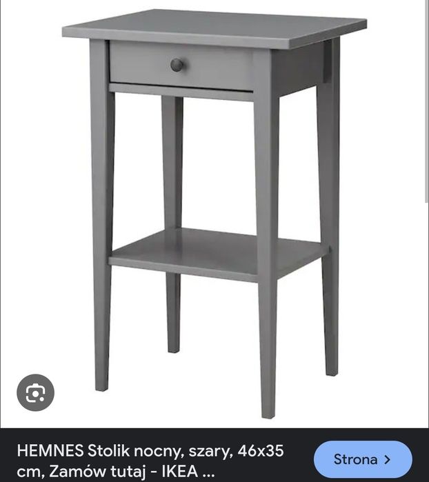 Ikea hemnes stolik szary nocny z rysą