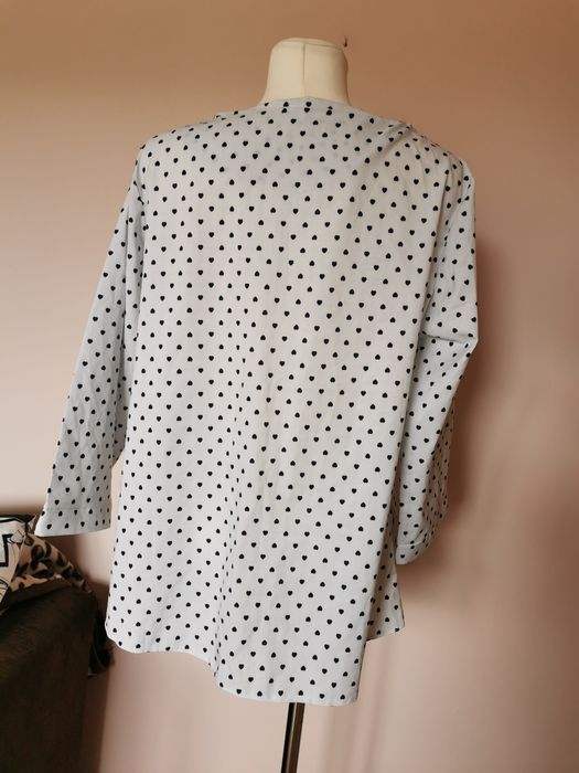 Bluzka koszula w print serca serduszka elegancka biała 46 48 3XL 4XL