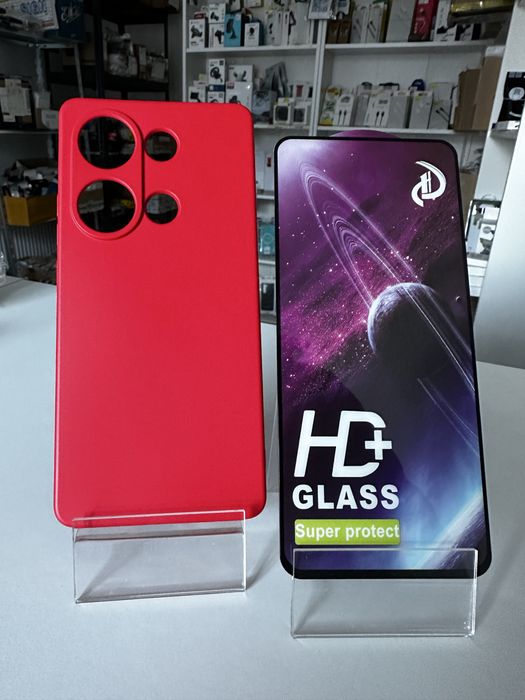 Szkło hartowane i etui czerwone do REDMI NOTE 13 PRO 4G/POCO M6 PRO 4G