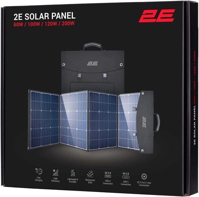 Портативна сонячна панель 2E DC 100 Вт USB-С 45 Вт USB-A 24 Вт