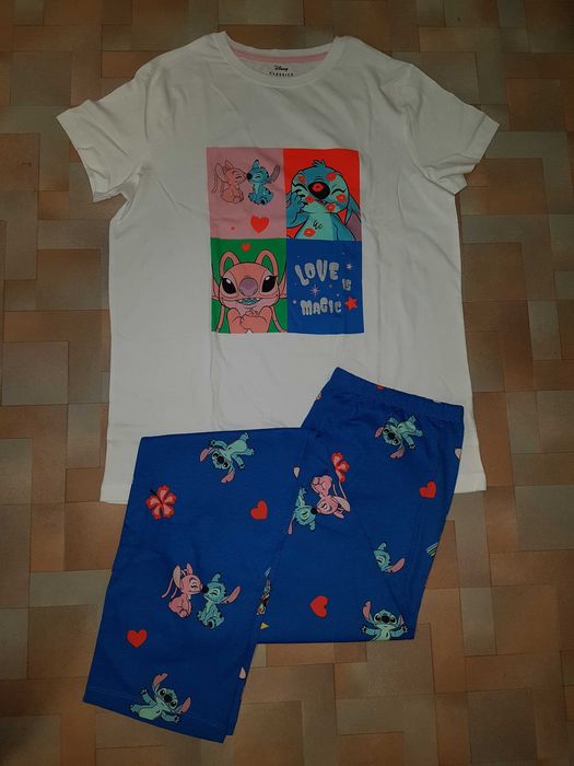 Яркая пижама котон, комплект Disney Стич Stitch футболка-штаны унисекс