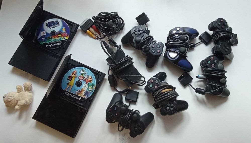 Zestaw PlayStation 2 Slim | 6 Padów | Gry: The Sims 2 | Okablowanie