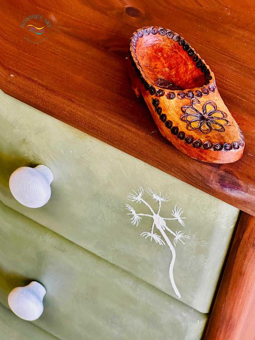 OBNIŻKA CEN !Ręcznie malowana, zielona komoda, szafka na buty, wysyłka