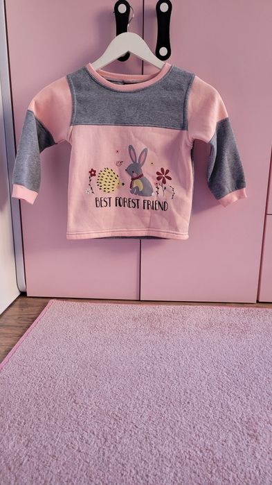 Bluza 110 dla dziewczynki dziewczęca pudrowy róż Króliczek Wielkanoc