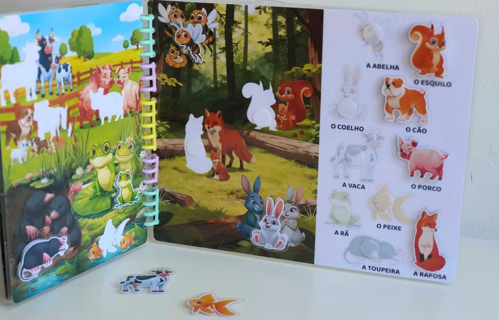 Livro educativo sobre animais para bebés