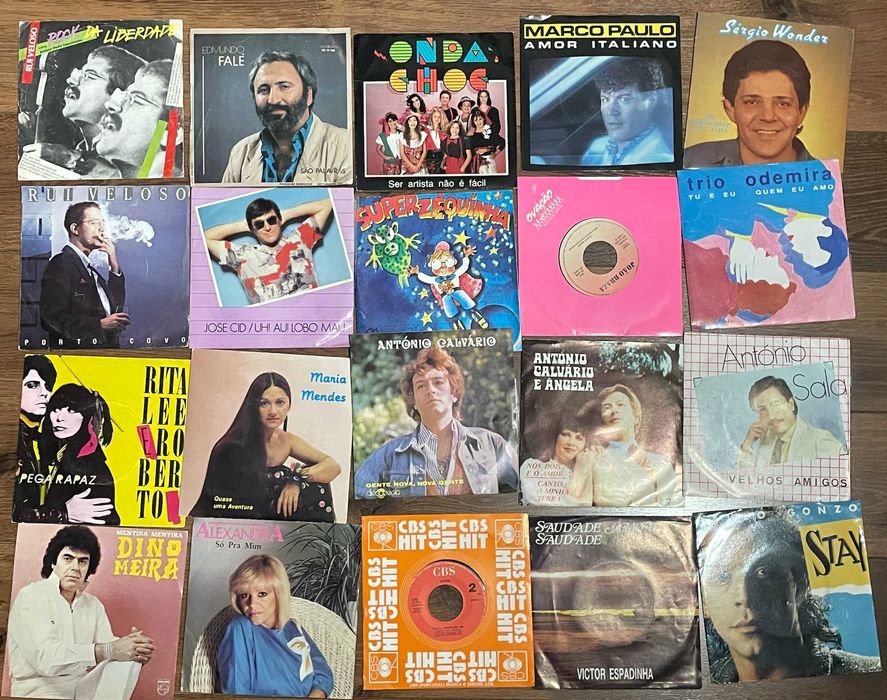 Lote Discos vinil Singles música Portuguesa