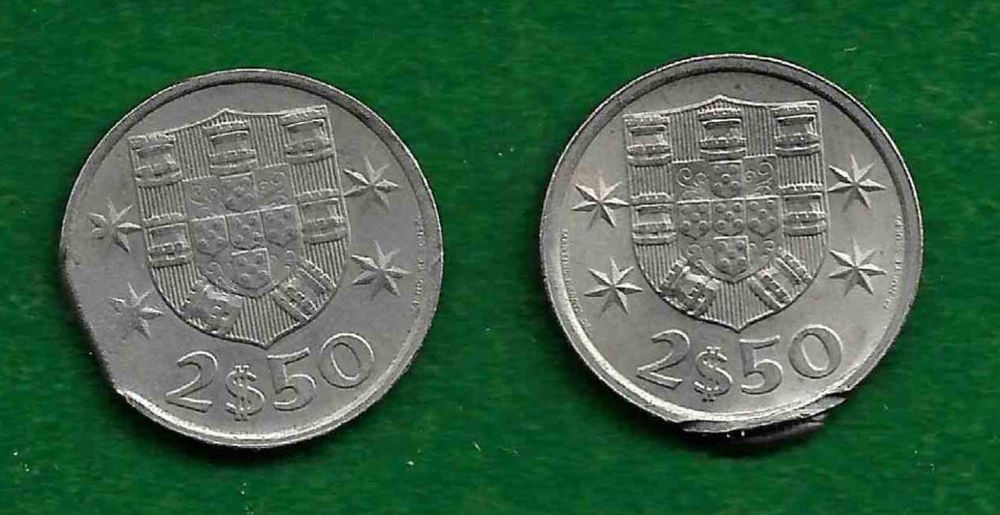 Moedas de 2,50 Escudos com erros de cunhagem