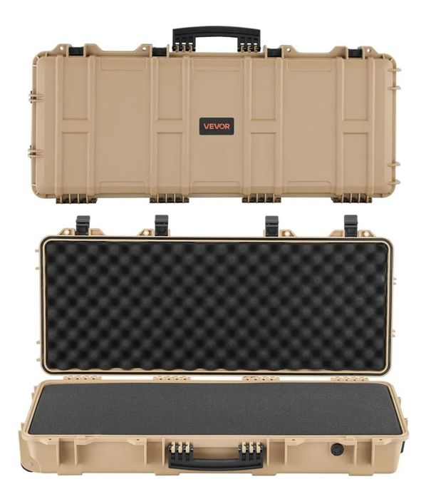 Estojo rígido para rifle VEVOR, com trava, 4 camadas de espuma pré-cortada, capacidade para 91 cm de armas, com rodas - Praticamente nova.