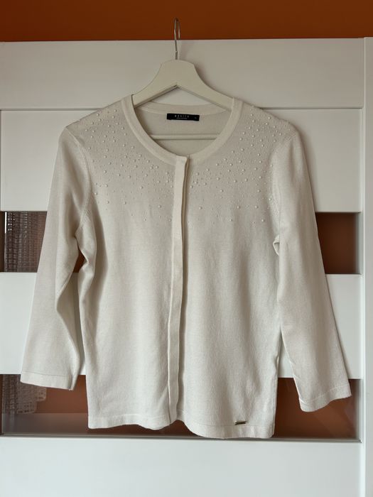 Lekki  biały sweter z dzianiny Mohito XL