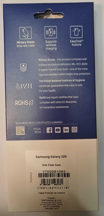 Capa 3MK clear case + vidro rigido 3MK para Samsung Galaxy S24