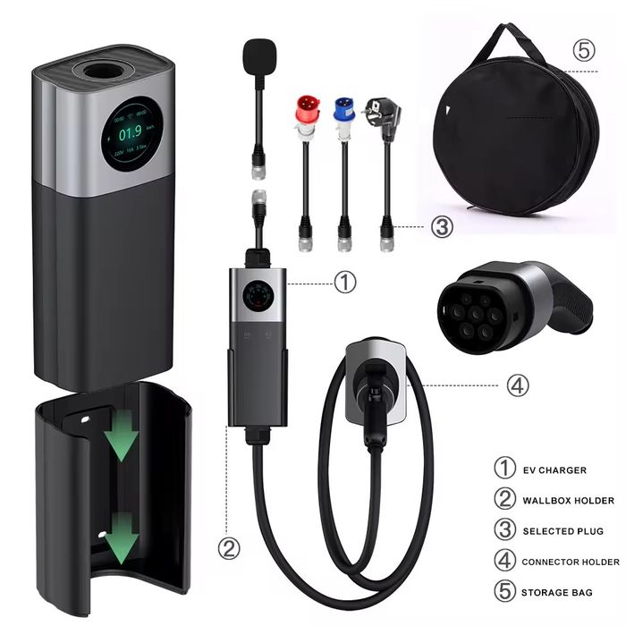 Домашня/публична/ccs2/зарядка/3 фазна/Type2/переходники/EV/22кВт/ГБТ/