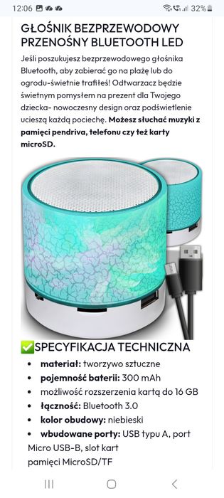Głośnik, parametry jak na zdjeciach