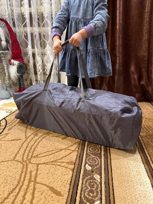 Ліжко-манеж Kinderkraft Joy Blue сіре з блакитним