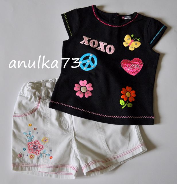 Czarna luzacka koszulka XOXO z USA na 3 lata 98