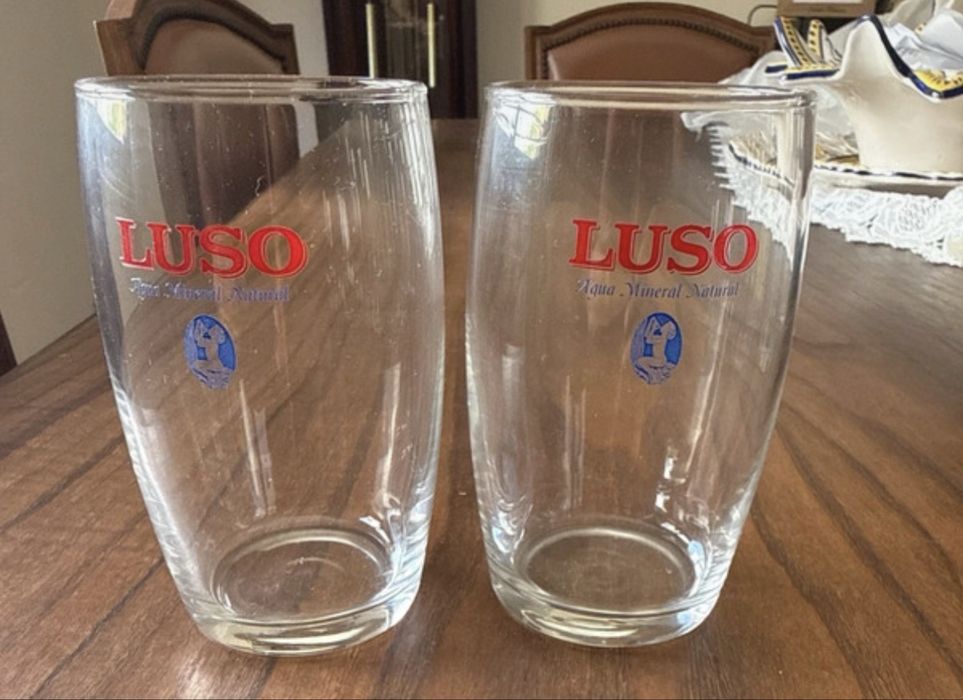 (Novo) Conjunto de 2 Copos de Vidro Água Luso Vintage