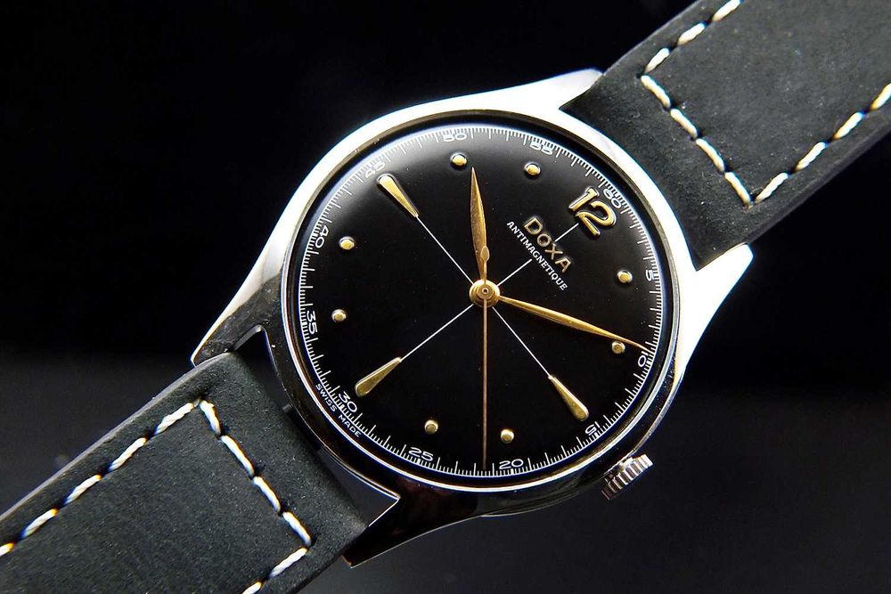 Doxa Anti-Magnetique Satin Black lata 1940-60 - Odrestaurowana POLECAM