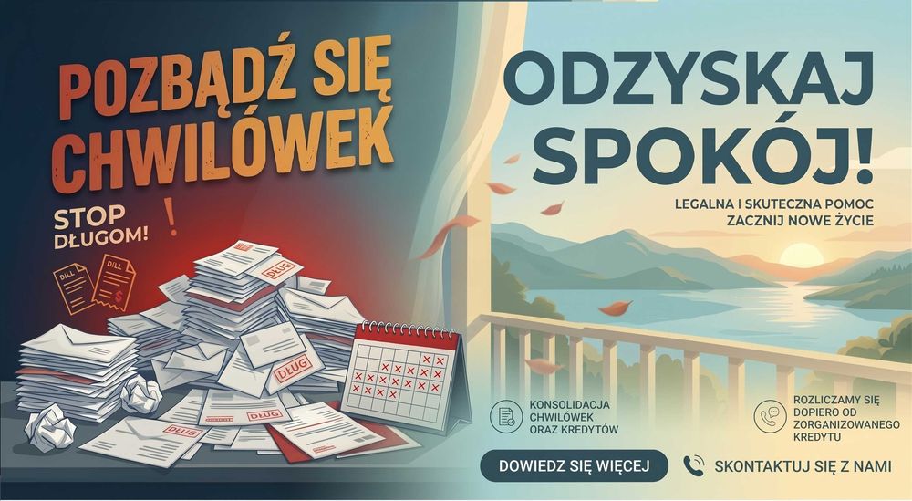 Konsolidacja chwilówek, pożyczek i kredytów | ODDŁUŻANIE | Rozliczenie dopiero po kredycie