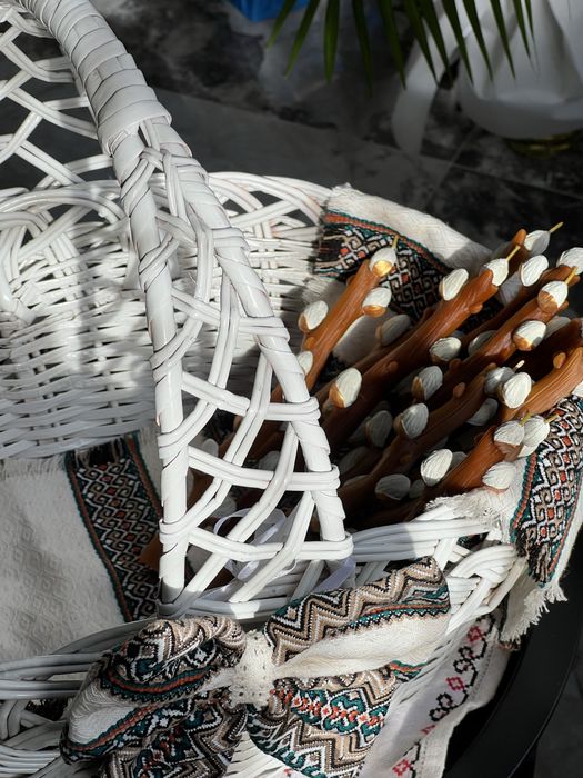 Свічка верба, гілочка верби, натуральна свічка, великодній декор