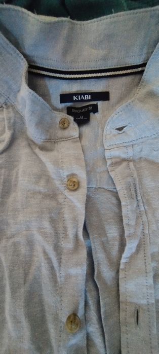 Camisa linho Kiabi azul claro Tam M