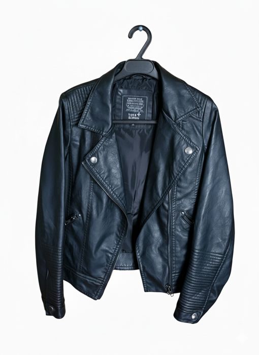 Modna kurtka ecoskora C&A czarna 134 ramoneska