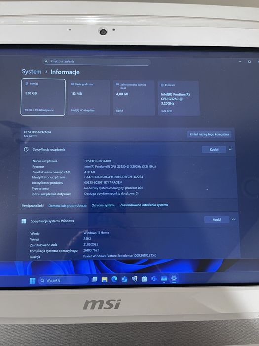 MSI all in one AE222