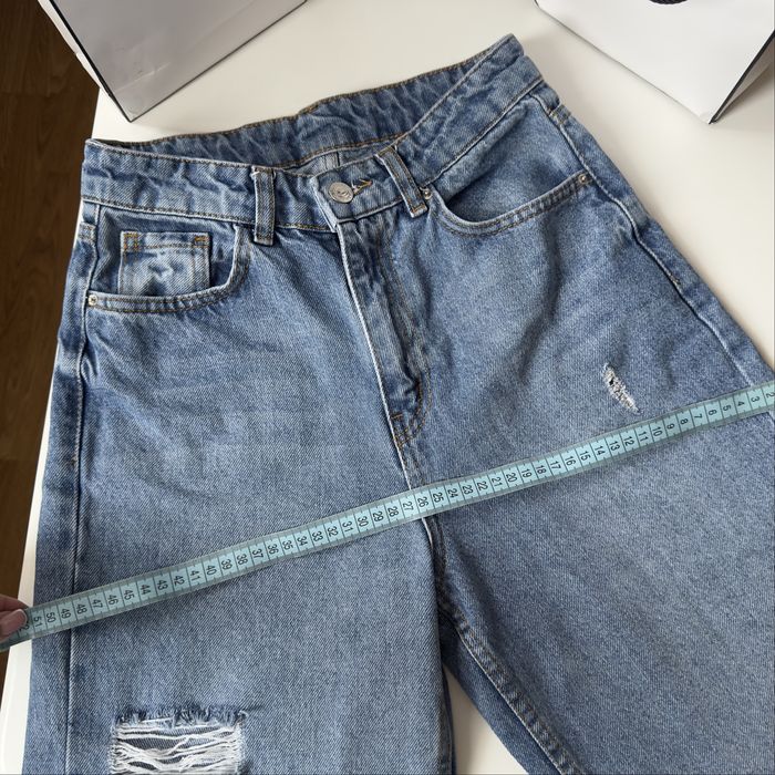 Широкі джинси палаццо, сині джинси з дірками 34/Xs wide leg