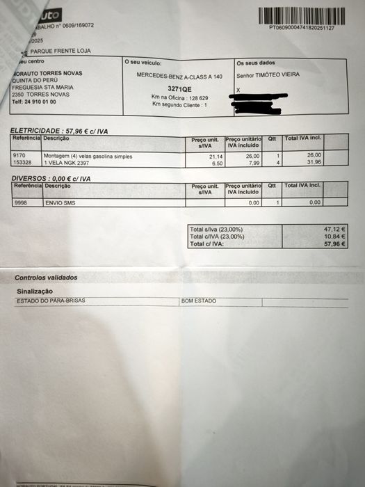 Mercedes A140 Elegance 1.4 | 129.000 km | Pintura Nova | Pneus  Novos