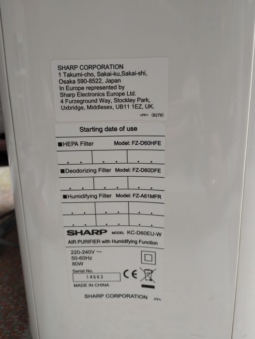 Oczyszczacz powietrza Sharp KC-D60EUW dla alergików