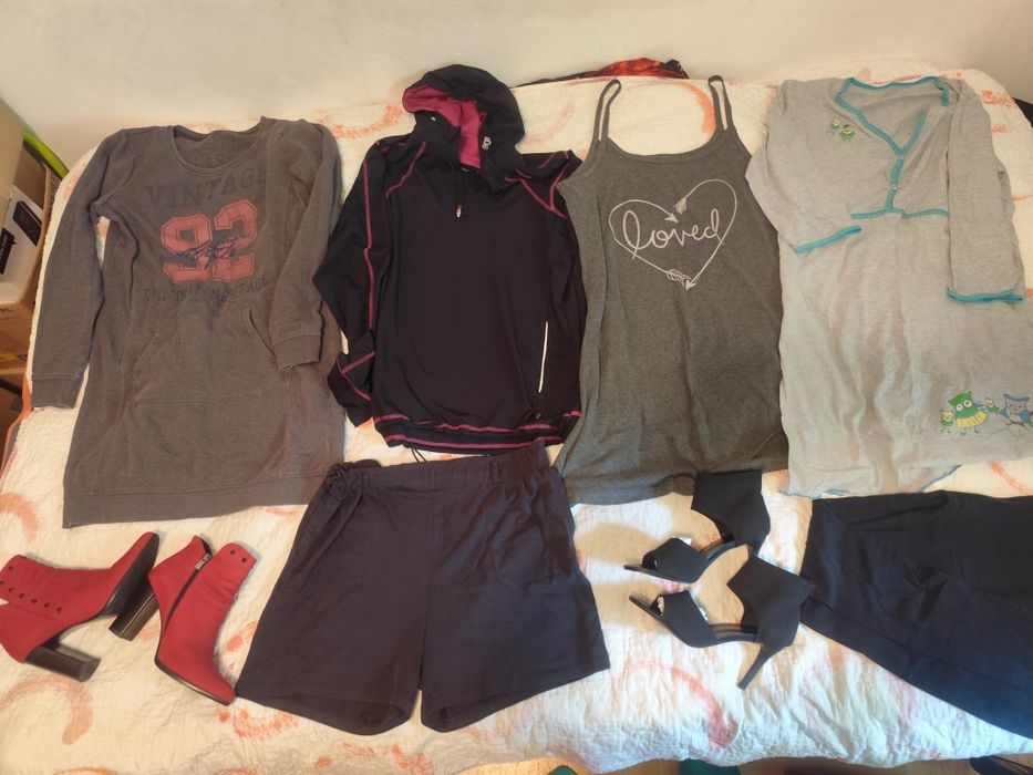 Pudło damskich ubrań L plus buty 39