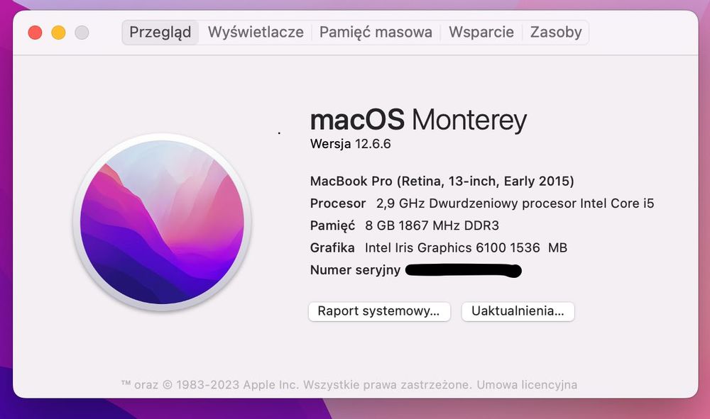 MacBook Pro Early 2015 A1502 Retina 13,3" 8GB RAM, 512GB dysk