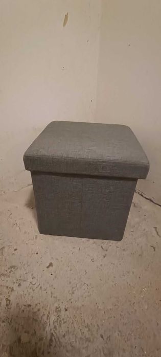 Pufa składana ze schowkiem szara