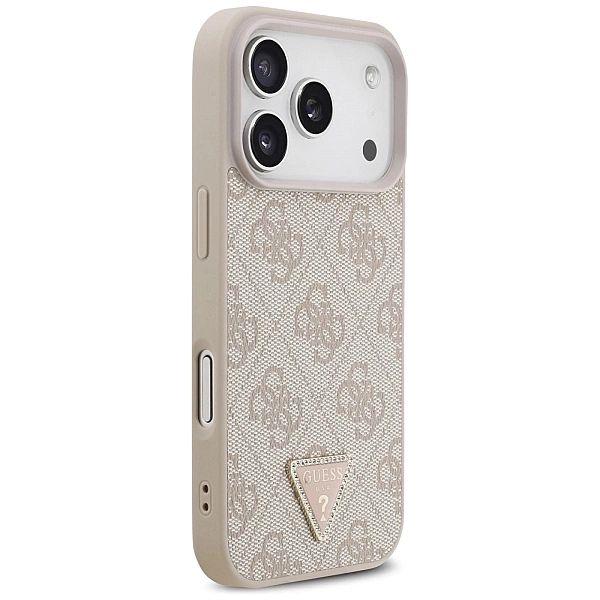 Etui Guess Leather 4G Triangle Strass MagSafe na iPhone 17 Pro - różow