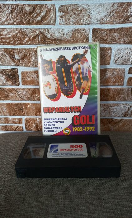 Kasety wideo vhs.  500 Wspaniałych Goli w latach 1982-1992  VHS. Bdb stan.