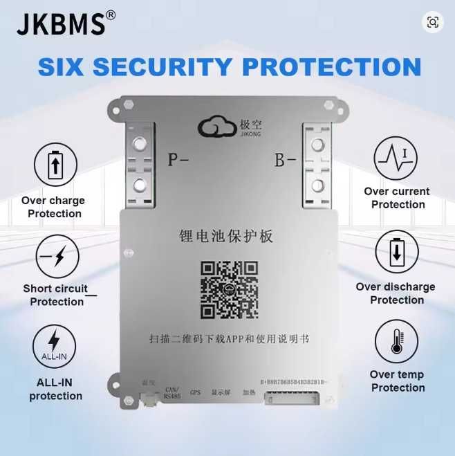 Плата +Экран BMS БМС JKong JK B2A8S20P 12-24V 200A балансир 2A LiFePo4
