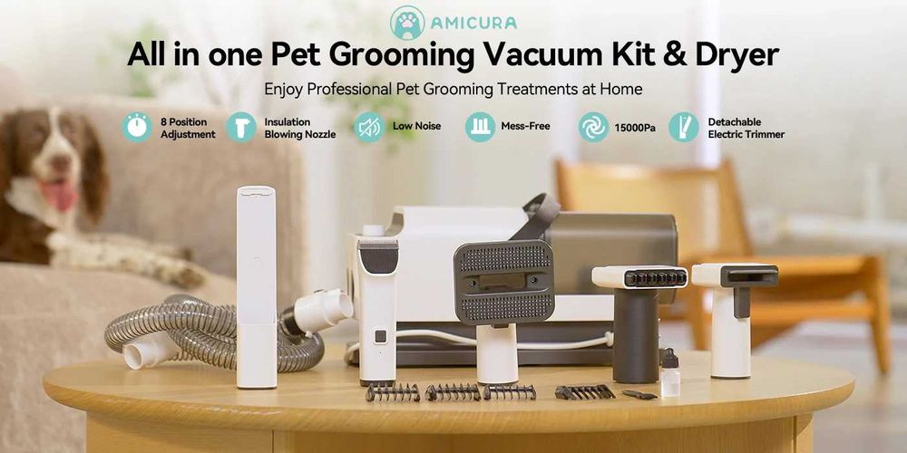Odkurzacz, maszynka do strzyżenia i suszarka dla zwierząt Amicura P1