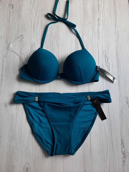 Черный купальник Victoria's secret бомбшелл двойной пуш-ап bombshell S M с пушапом бандо 75С 75В 80А со стразами 85F 80F стринги розовый хаки портупея