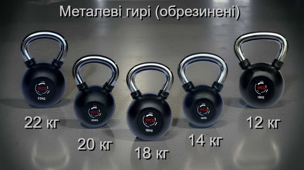 Гиря 22 кг прогумована обрезинена з хромованою ручкою Гирі Гири