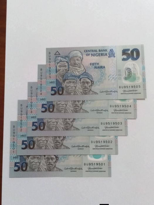 5 notas Nigéria 50 Nairas UNC