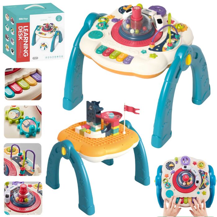 Stolik interaktywny pociąg klocki dwustronny