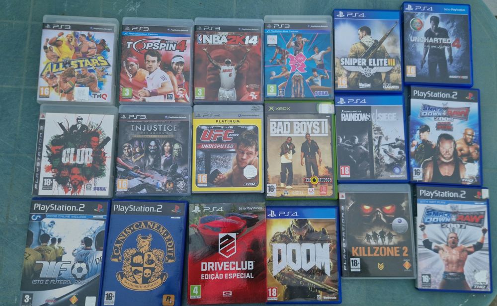 Lote 32 Jogos PS4 / PS3 / PS2 / Xbox + Multitap PS2 (Com Capas e Manuais)