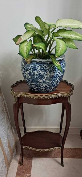 Vaso/Floreira/Cachepot Porcelana Azul e Branco