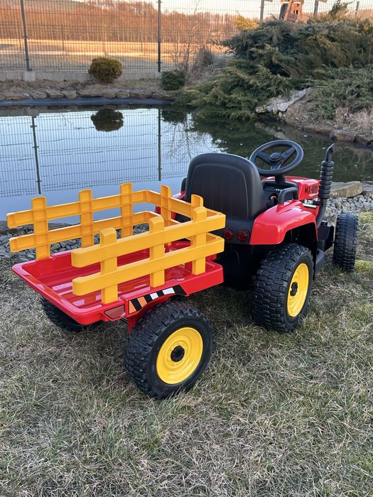 Traktor na akumulator z Przyczepką Pilot 137cm 12V Miękkie koła EVA
